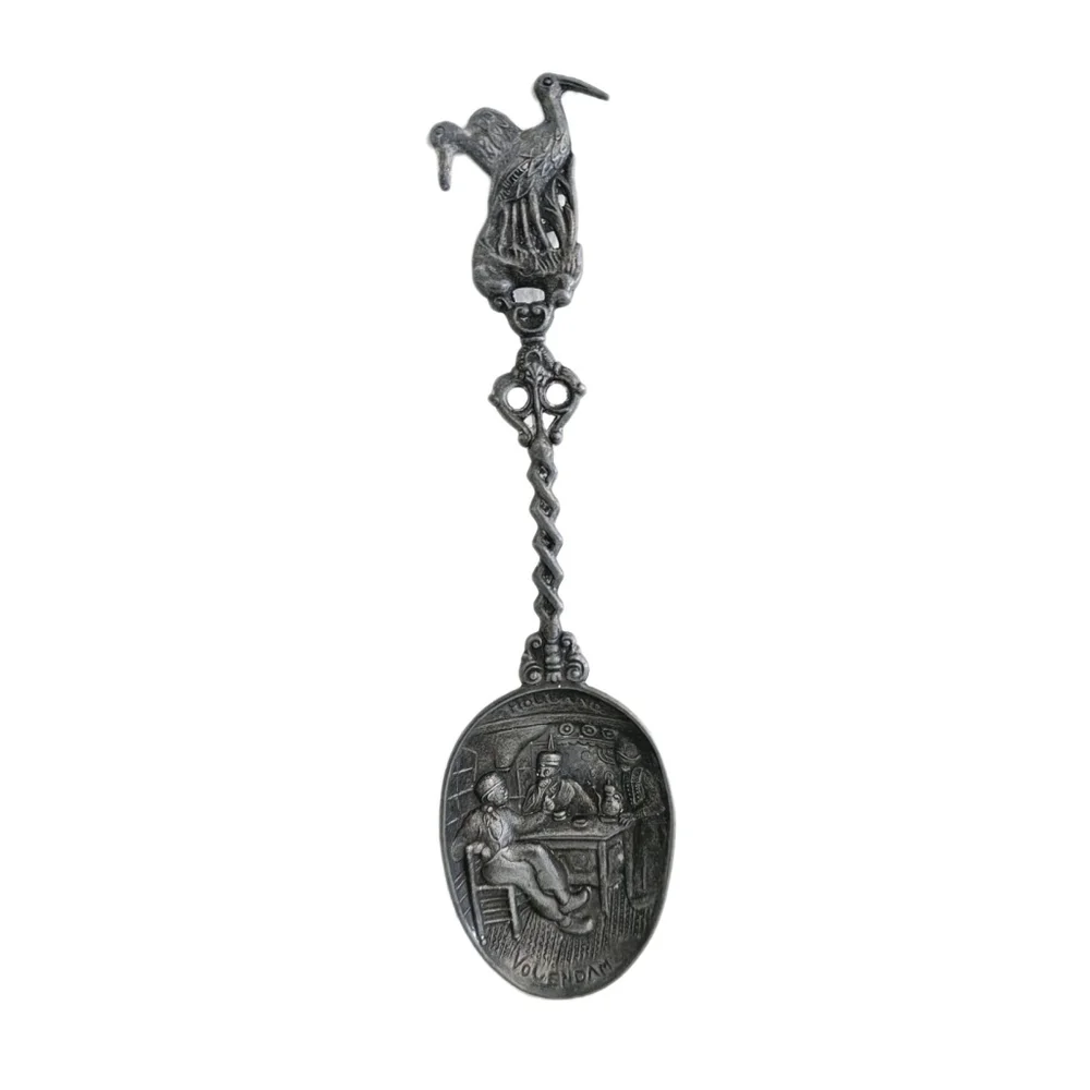 Old WWI Holland VOLENDAM ''Battle of Texel'' Pewter Decorative Collectible Spoon